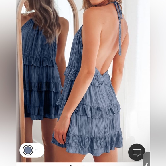 Lulu’s Light Blue Ruffled Halter Mini Dress - Picture 2 of 3